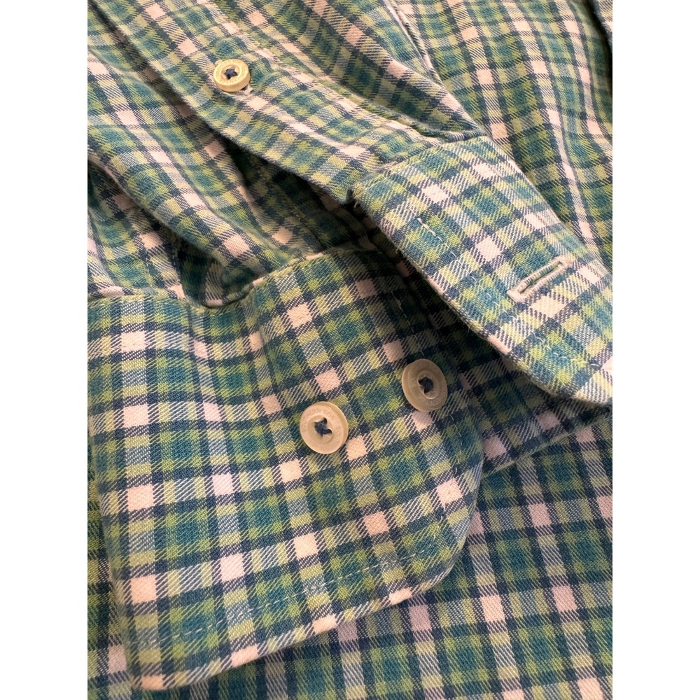 Southern Tide Mens Large Green Blue Plaid Long Sleeve Button Down Cotton Shirt L - Picture 6 of 9